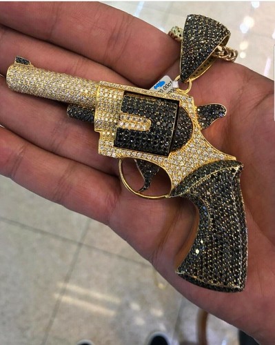 3.10Ct Round Cut Simulated Diamond Revolver Gun Pendant 2.5