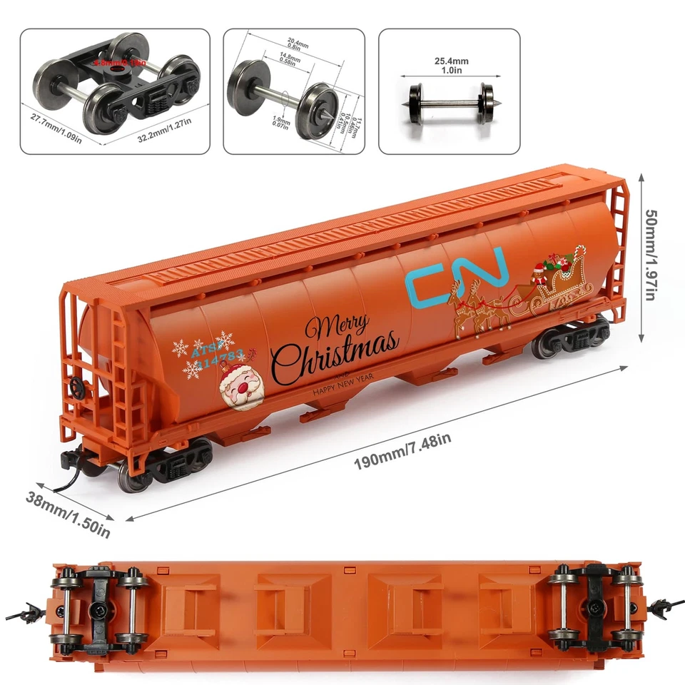 Evemodel HO Scale Cylindrical Covered Grain Hopper Car Christmas Graffiti Gift - Image 2 of 4