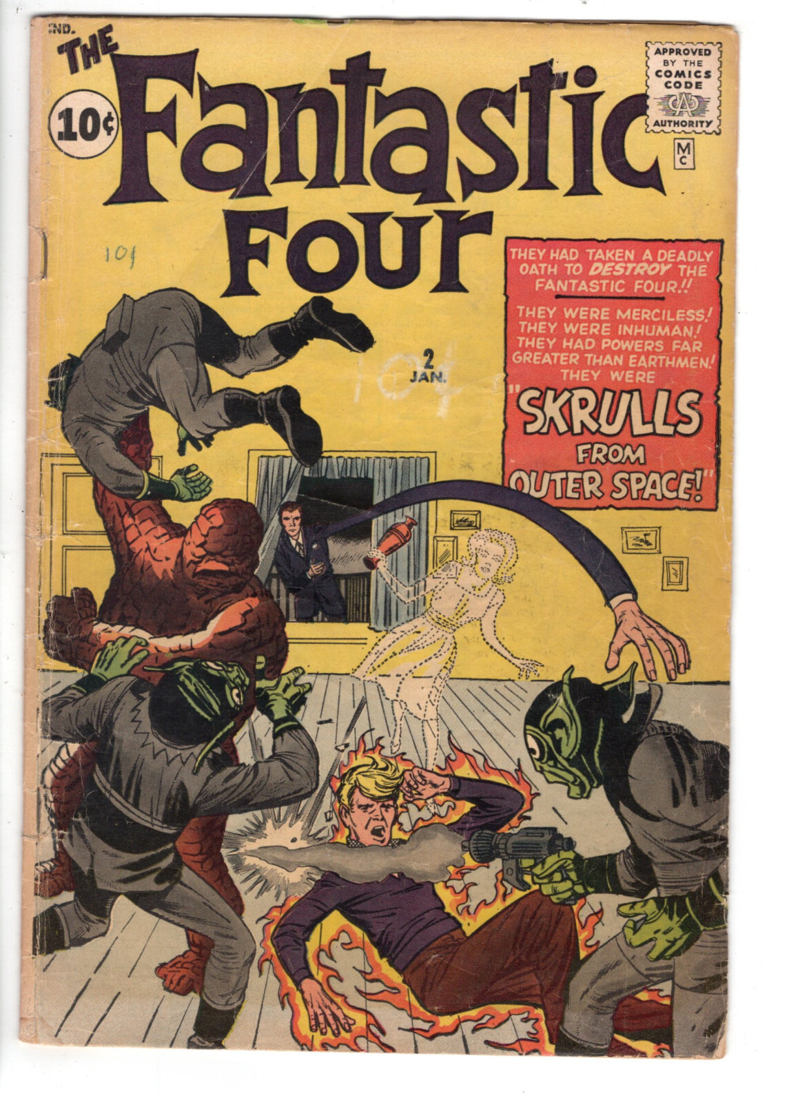 FANTASTIC FOUR #2 (1962) - GRADE 2.5 - MARVEL 1ST TEAM APPEARANCE SKRULLS