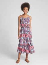 Gap Tiered Ruffle Print Cami Maxi Dress in Floral Multi Print SZ M  #329451 E85