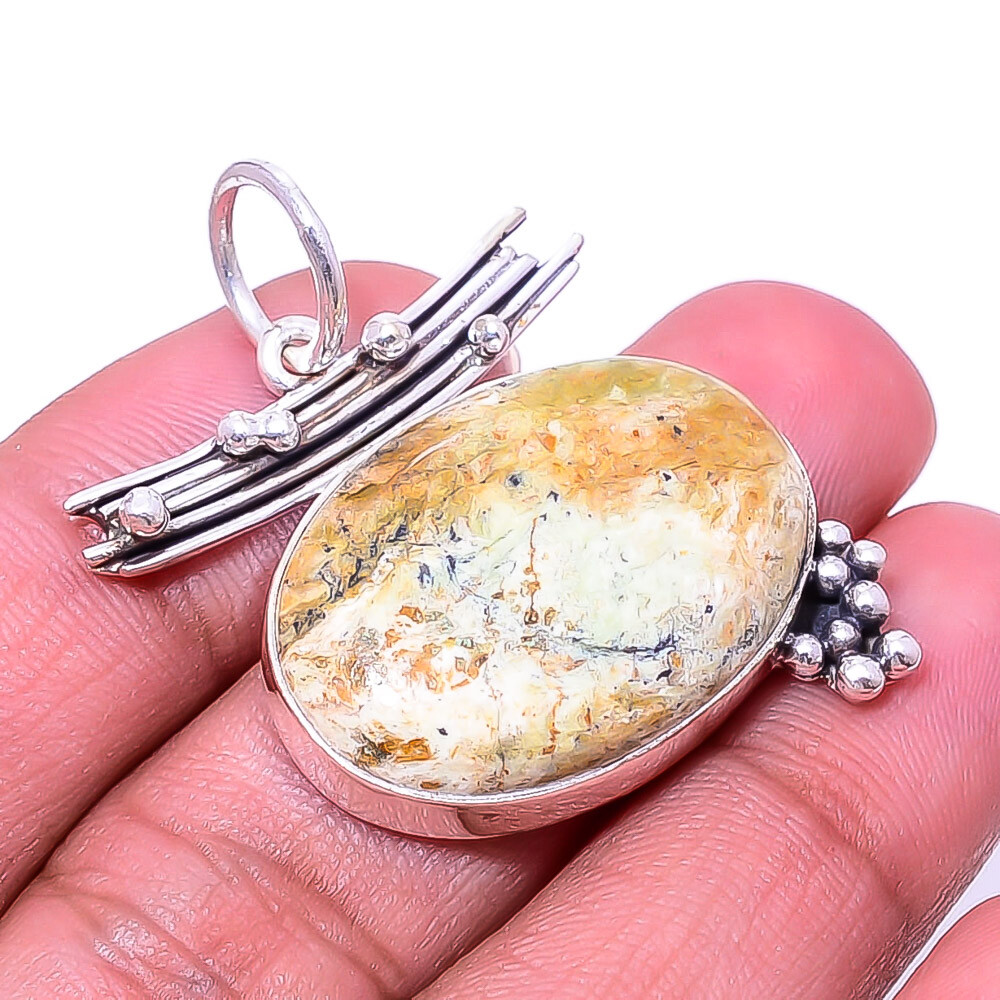 Chrome Chalcedony 925 Sterling Silver Handmade Pendant 1.56 Inch P939420024