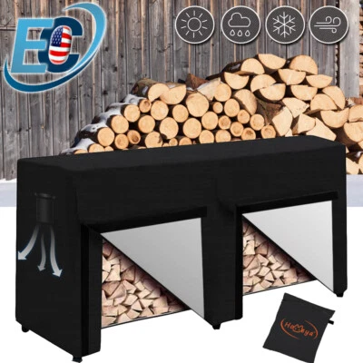 8 Feet Firewood Log Rack Cover Heavy Duty Waterproof Outdoor Sun Protector Tarp - Image 1 of 4