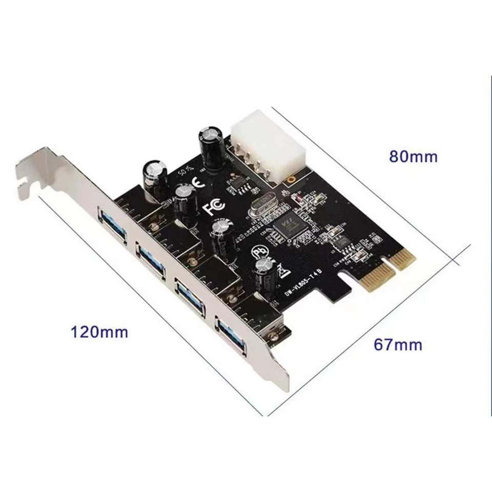 Adattatore scheda di espansione PCI-E Express a 4 porte USB 3.0 da 1 a 4 splitter PCIE - Immagine 3 di 4