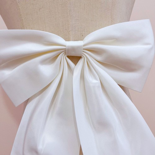 White Ivory Detachable Bow For Wedding Dresses Bridal Big Bow With Satin Ribbon - Picture 6 of 13