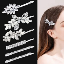 6 Pieces Delicate Rhinestone Bridal Hair Clip, Leaf Wedding Hairpin Bride Cry...