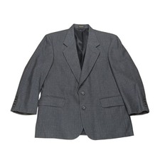 Oscar de la Renta Mens Gray Plaid 100% Wool Blazer Jacket 40S Short Formal Retro