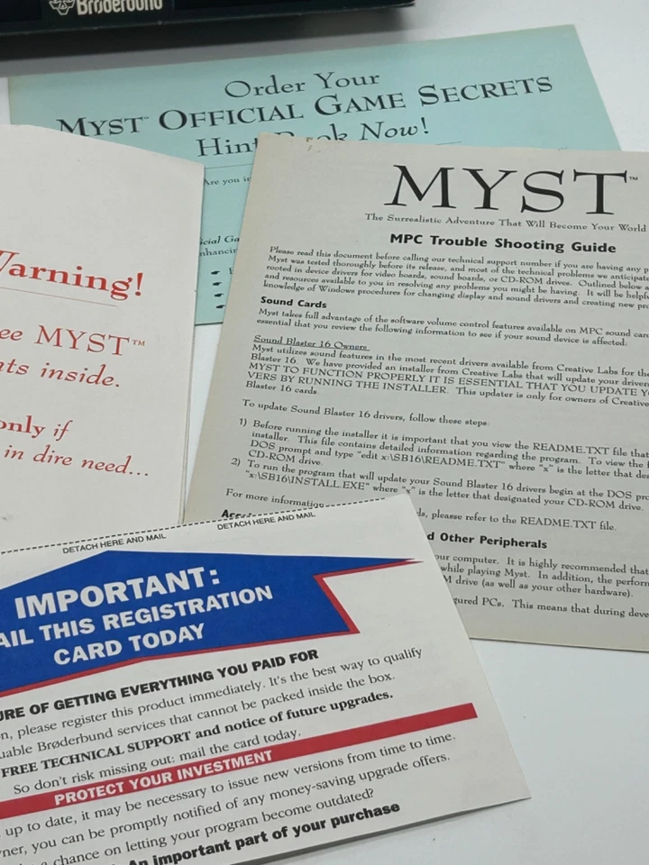 MYST -Broderbund -1993 PC Video Game -CD ROM Windows 95 Windows 3.1 BOX COMPLETE - Image 3 of 4