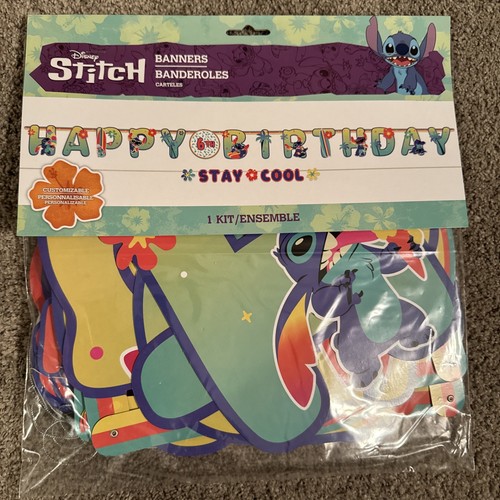 Disney Lilo & Stitch Happy Birthday Banner Set Party Supplies Kit New Movie - Picture 1 of 2
