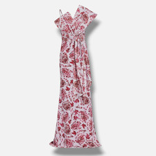 Badgley Mischka Women's Purple Floral Sequin Bow-Bodice Gown Dress Size 14