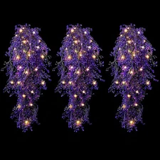 Mudder 3 Packs LED Artificial Hanging Plants, 3.6 ft Fake Purple Vine 