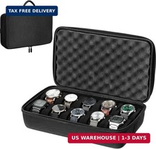 10 Slot Watch Storage Box, Hard Watch Travel Case Bag with Soft Pillow, Watch...