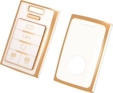 Key Fob Cover, TPU Key Fob Case Cover Fits for SRX ATS Escalade Gold White