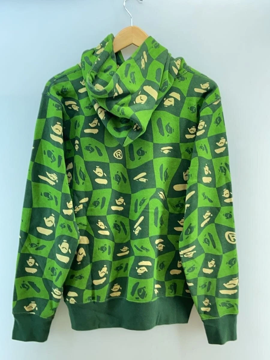 A BATHING APE (BAPE) Felpa con cappuccio BAPE in pile di cotone verde M modello generale #ED AZA