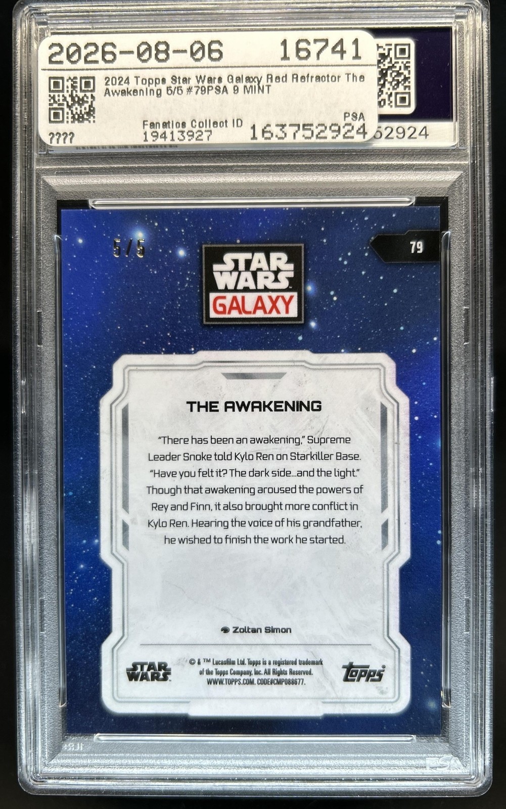 2024 Topps Chrome Star Wars Galaxy The Awakening Red Refractor #/5 PSA 9 view 2
