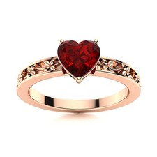 Garnet Stone Sterling Silver Solitaire Wedding Promise Womens Gift Ring