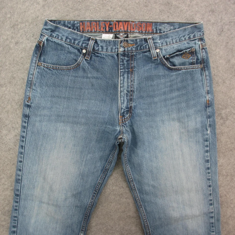 Pantalones de mezclilla Harley Davidson para hombre 36x32 azul pierna recta ropa de motor genuina Foto 2 de 4