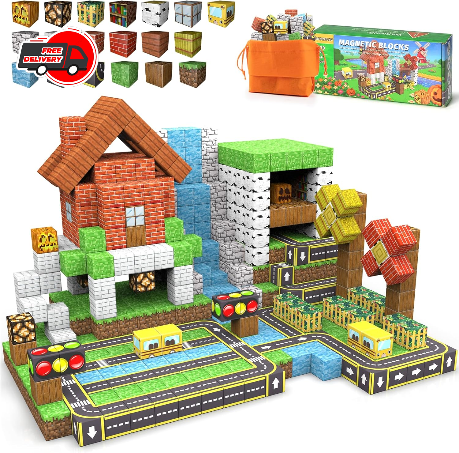 100PCS Magnetic Blocks STEM Building Tiles Construction Toys for Kids 3+