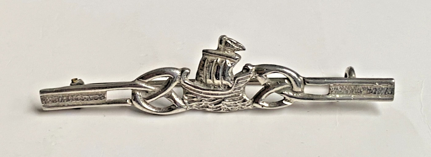 Antique c1930s Scottish Solid Silver Viking Longs… - image 1