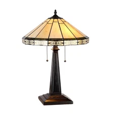 BELLE Tiffany-style 2 Light Mission Table Lamp 16" Shade
