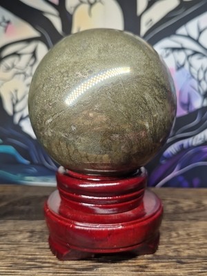 Große Eisen Pyrit Kristall Kugel 83 mm 1,155 kg & drehbarer Ständer