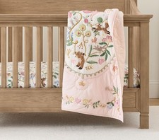 New Pottery Barn Kids Storybook Friends Organic Baby Quilt 36 x 50 Free US Ship