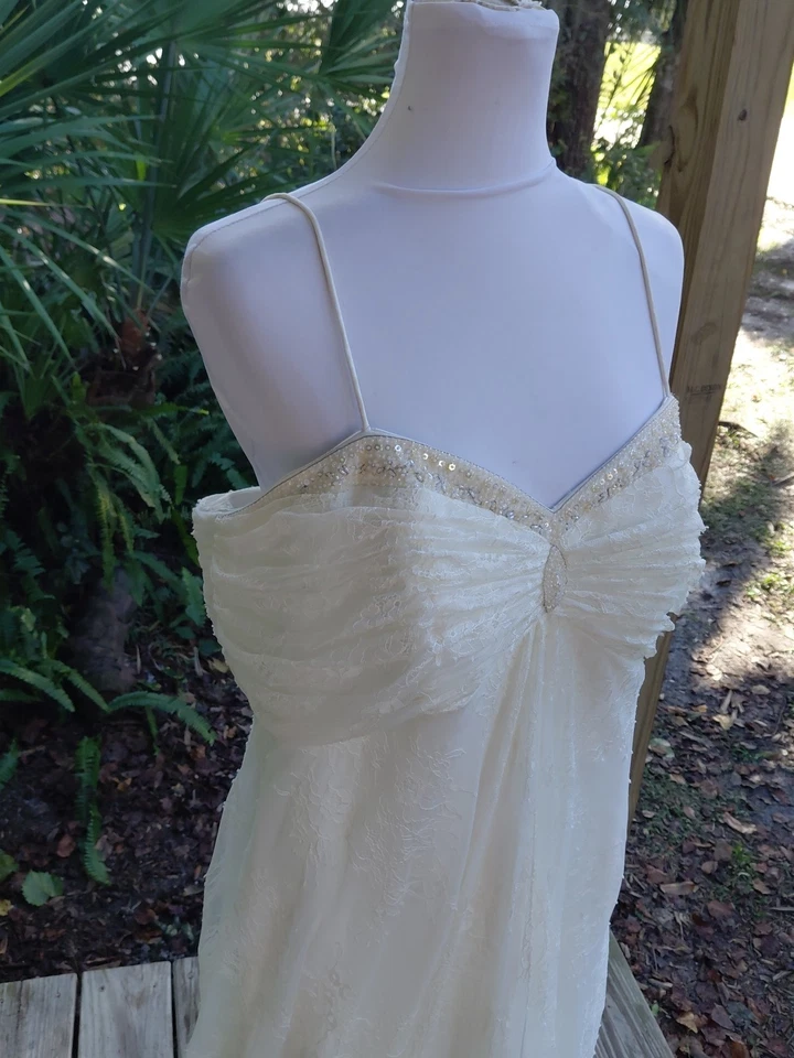Davids Bridal Galina Wedding Dress Sz 18W Ivory Sequin Bodice Lace Over Lining - Image 2 of 4
