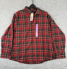 Eddie Bauer Flannel Shirt Mens 2XL Red Plaid Long Sleeve Chest Pocket NWT
