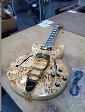 Custom Shop 335 JAZZ Electric Guitar Bigsby Featuring a Gorgeous Nature Burl Top