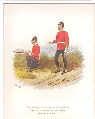 Original R. Simkin Chromolithographie von 1894 - South Lancashire Regiment