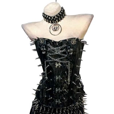 Digital Grunge Y2K Vegan Leather TOPS Goth Emo Punk Rock Studded 90s E-Girls