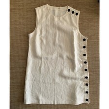NWT Doen Coralie Hemp Linen Sleeveless Button Mini Dress Magnolia Cream Ivory
