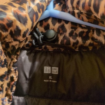 ジャケット・アウター Leather & UNIQLO DOWN & Leopard Jacket Uniqlo Ultra Light Down Jacket Leopard Print Size XL Polyester