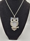 Fashion Owl Pendant Link Chain Necklace  24" White Cat Eyes Stone — photo 9
