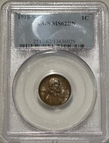 1918 S Lincoln Cent PCGS MS62 BN