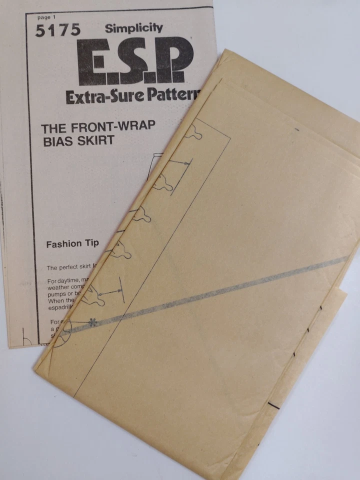 Simplicity ESP 5175 Wrap Skirt Bias Sewing Pattern Ladies 10 12 14 UC Swing VTG - Image 4 of 4