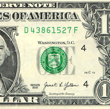 Complete Broken Ladder 1-8 Fancy Serial Number One Dollar Bill D43861527F 2021