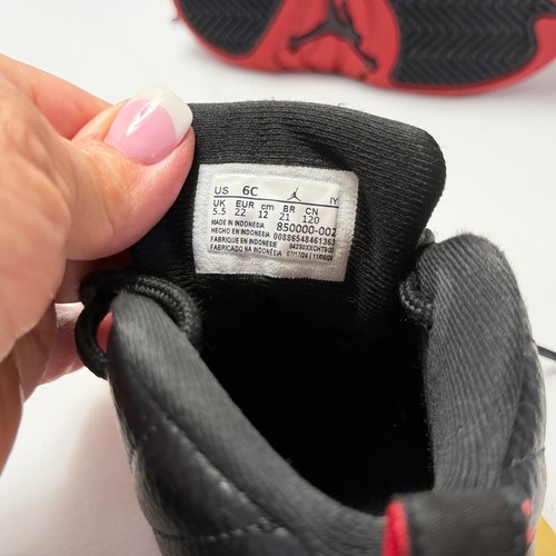 Jordan 12 Retro TD Toddler 6C Black Red Excellent Flu Game Sneakers 850000-002