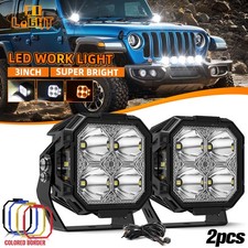 AUXBEAM 3" Side Shooter LED Work Light Bar Driving Fog Pods Off-road Lamp Amber