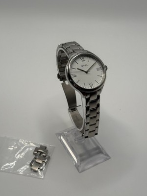 Fossil Damen-Armbanduhr Quarz Edelstahl BQ3348 Weißes Zifferblatt