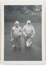 1950s Two Kids in Creepy Halloween Costumes Masks Quirky Vintage