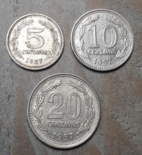 Argentina 5,10,20 Centavos 1957 Coin Set #34