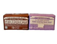 Dr. Bronner's All-One Pure-Castile Bar Soap Hemp Eucalyptus,Lavender5 oz Each x2