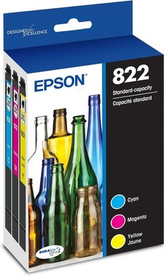 Epson 822 T822520-S Genuine Ink CMY 3-Pack WF-3820 WF-4830 Free Shipping