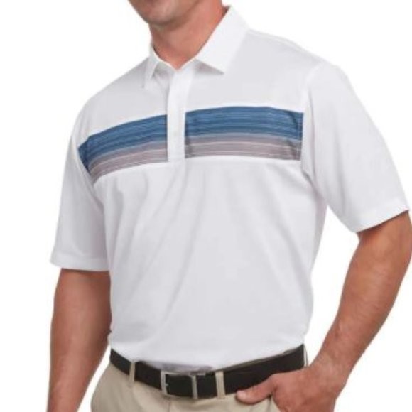 МУЖСКОЕ СУХОЕ ПОЛО ДЛЯ ГОЛЬФА PEBBLE BEACH MENS-LUXE PERFORMANCE GOLF POLO - РАЗМЕР: МУЖСКОЙ S - БЕЛЫЙ