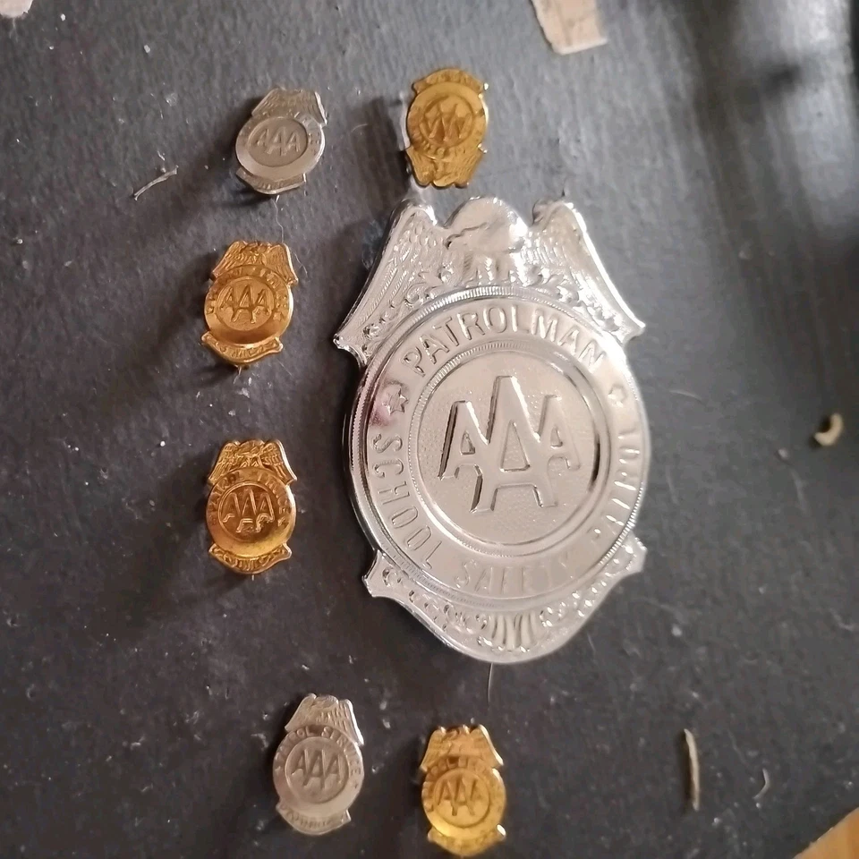 Insignia metálica vintage de patrullero de seguridad escolar AAA y 6 pines Foto 2 de 2