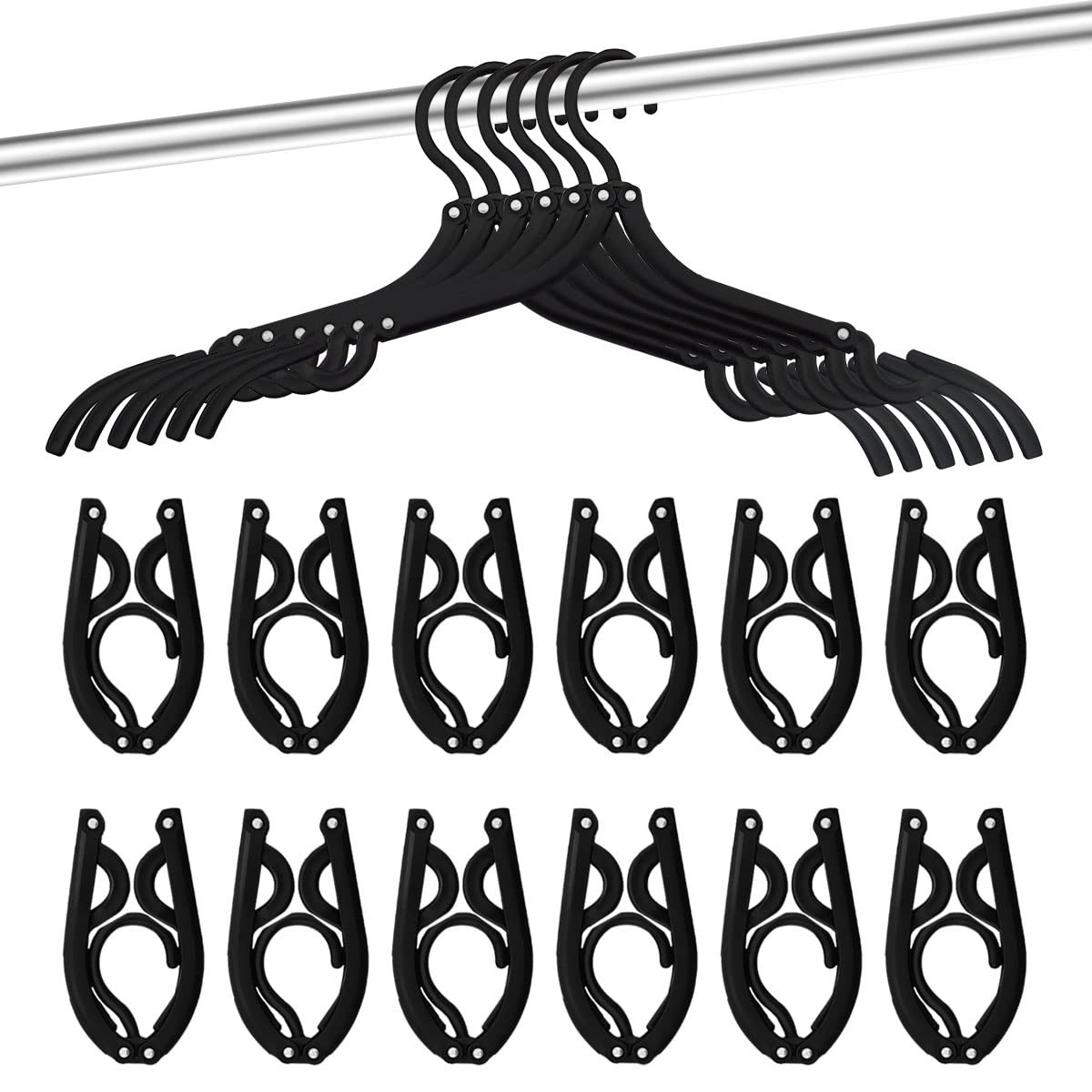 24-Piece Travel Hangers - Portable Folding Closet Essentials for Cruises & Trips  