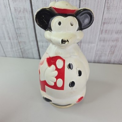 Vintage 1966 Mickey Mouse Plastic Bank Nabisco Puppets Wheat Puffs Cereal Lid