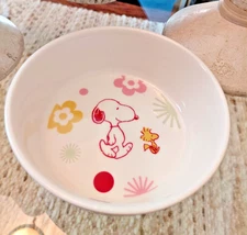 PEANUTS SNOOPY & WOODSTOCK COLLECTORS PET BOWL RARE DOG CAT “FLORAL” GIFT IDEA