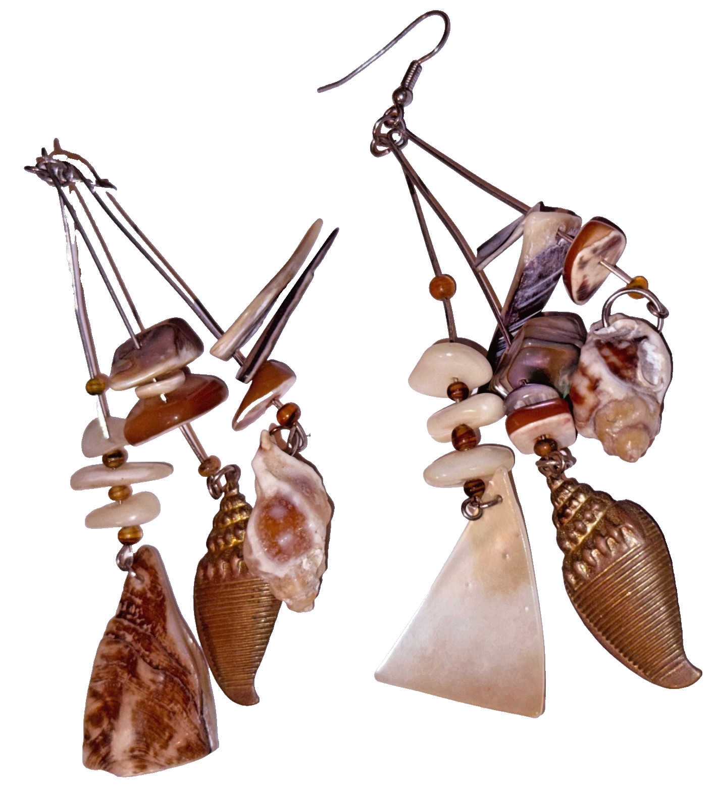 VINTAGE LARGE ARTISAN ASSORTED SHELL MODERNIST DA… - image 9