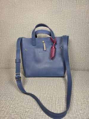 NEW RARE Portland Leather Goods Cornflower Blue Small Crossbody Tote Bag